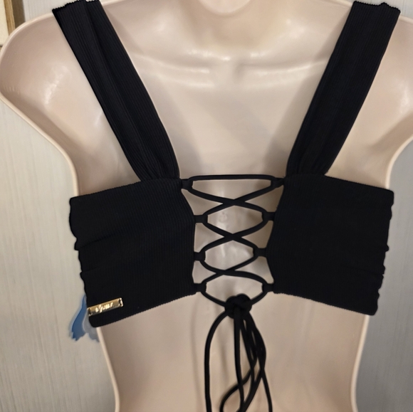 Boardwalk Bombshell Bikini Top- Black Rib - Picture 4 of 8